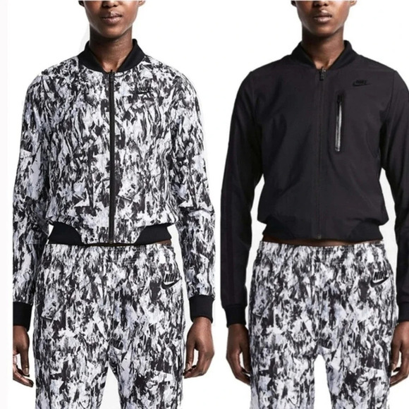 Nike Womens Bonded Woven Reversible Bomber Jacket Size Small - Picture 2 of 12